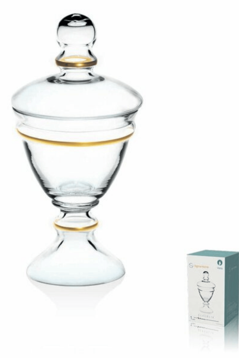 Vera Cam Kapaklı Ayaklı Şekerlik Altın Yaldız