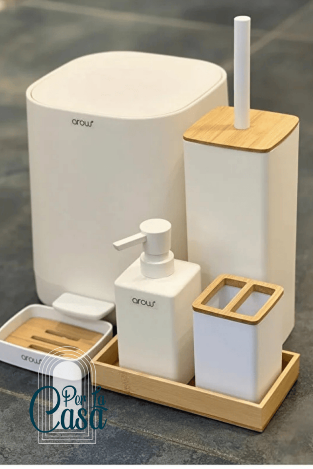 Williams Bambu Detaylı 6 Parça Banyo Seti Krem