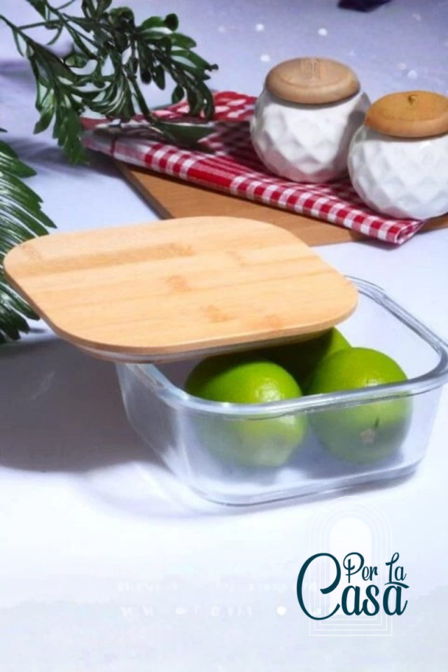 MS Morry 1000 ML Bambu Vakumlu Kapak Kare BorCam Saklama Kabı