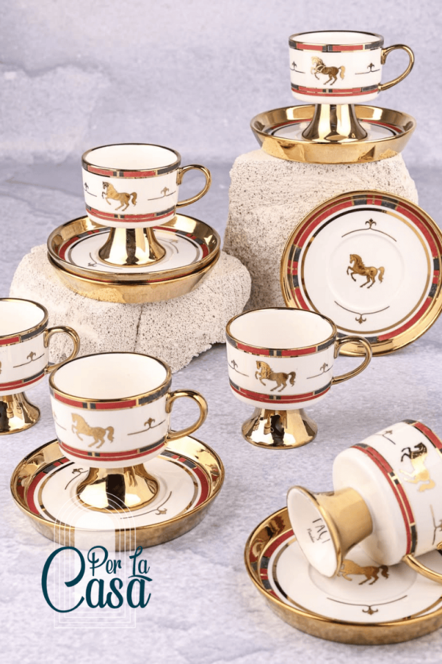 Hermes Altın Yaldızlı Kahve Fincan Takımı