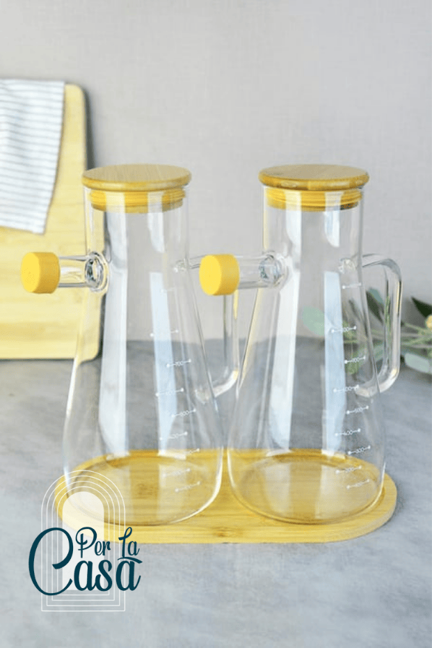 2’li Bambu Kapaklı Yağdanlık Seti