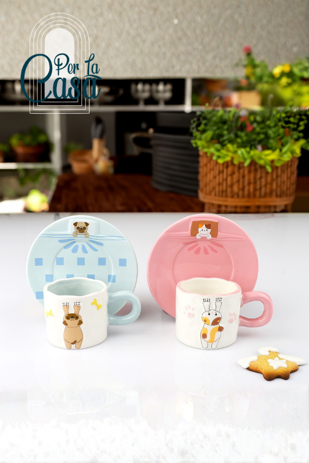Kedi ve Köpek- 2 Kişilik Kahve Fincan Takım