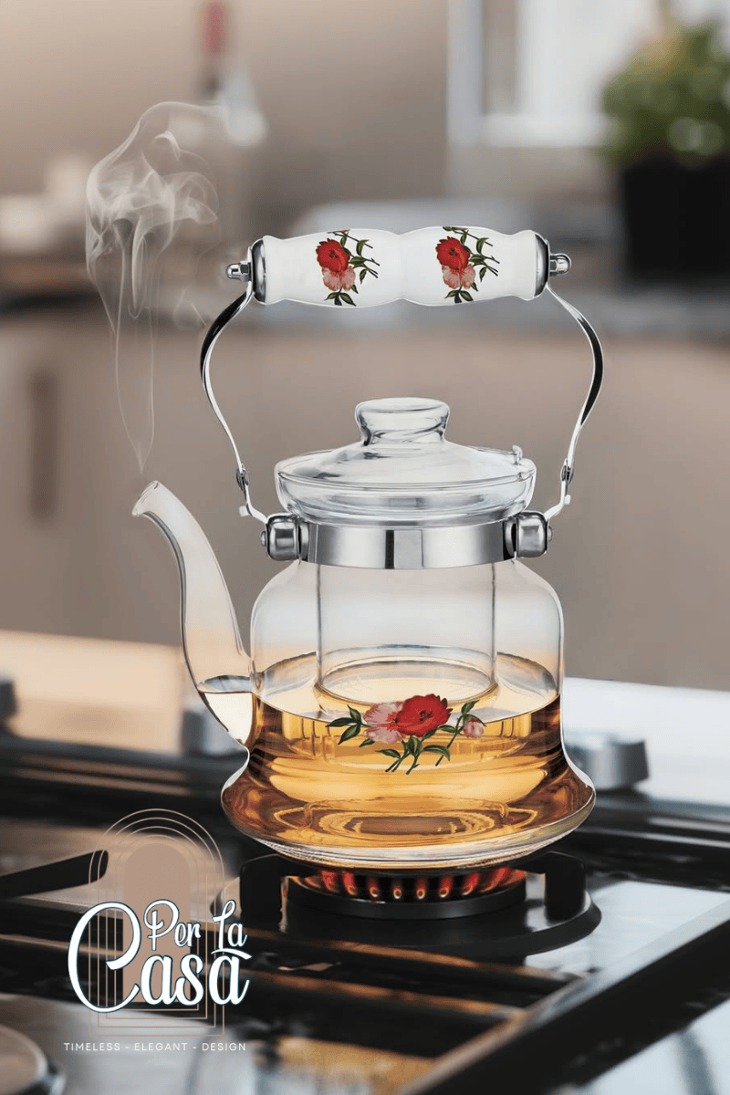 Rosellea Porselen Saplı Cam Demlik