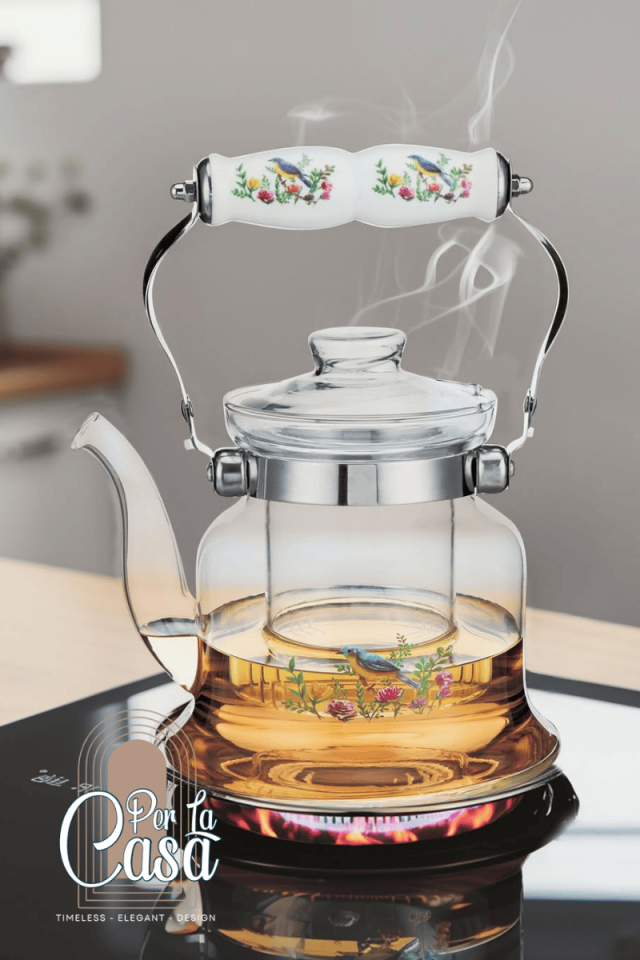 Rosellea Porselen Saplı Cam Demlik