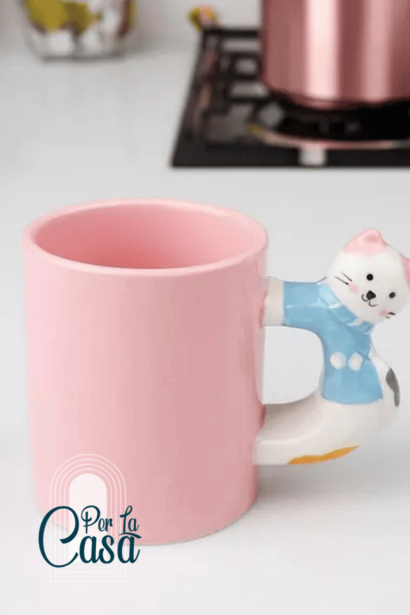 Pembe Desen Kedi Kupa