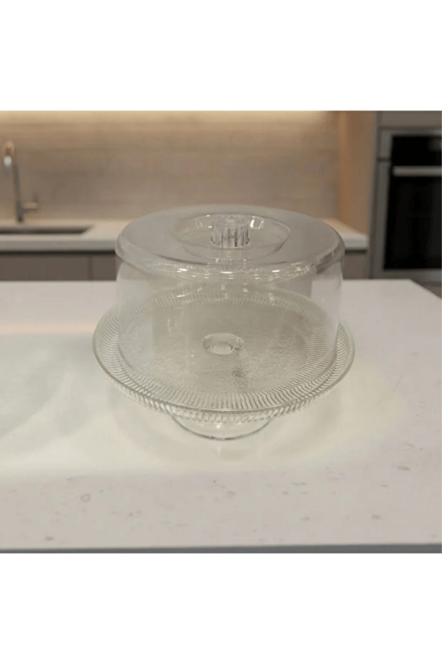 Cam Ayaklı Kapaklı Kek Fanusu