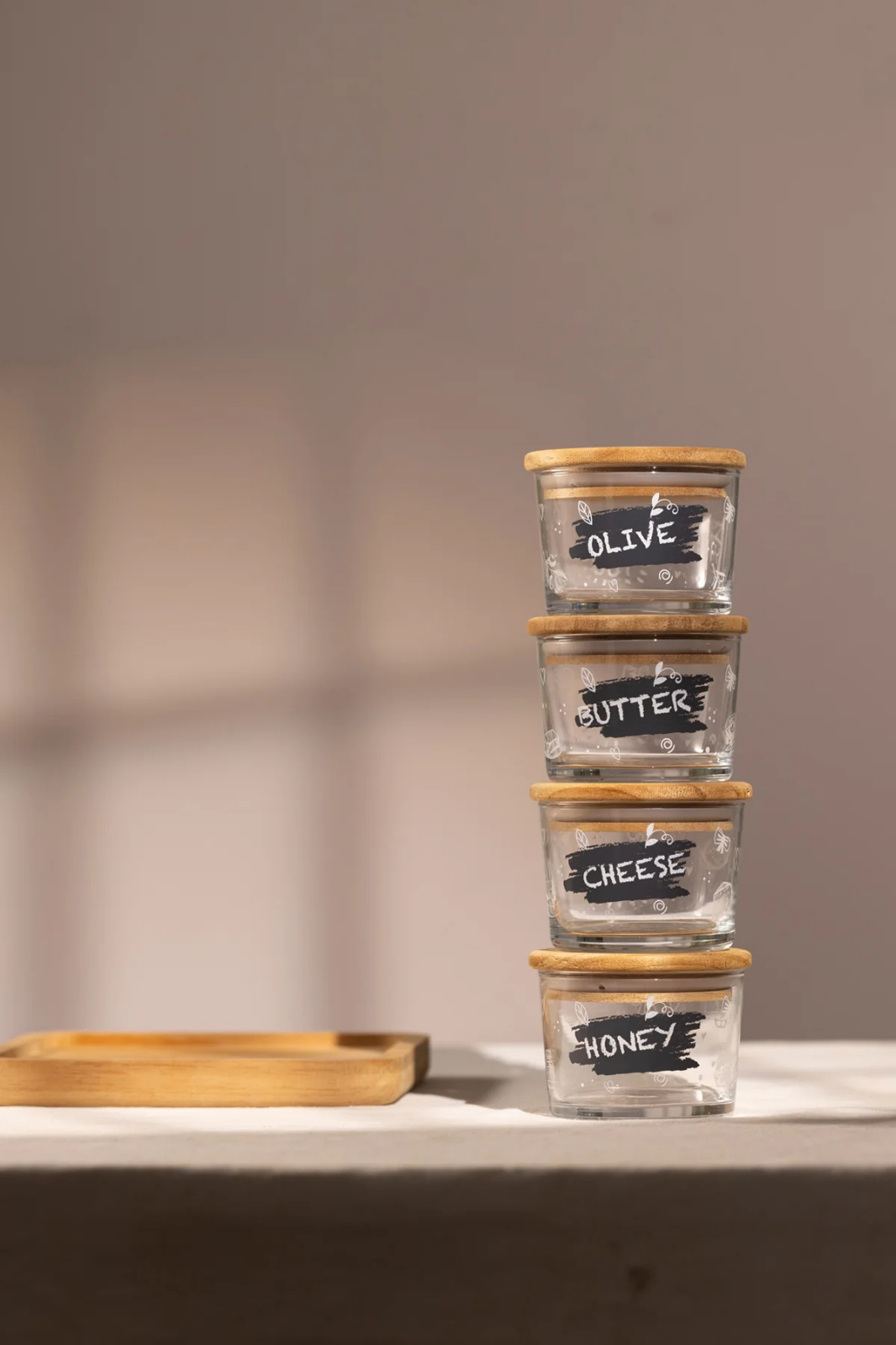 Siena Bambu Kare Tablalı 4lü Kahvaltı Seti