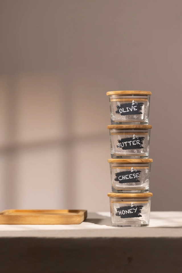 Siena Bambu Kare Tablalı 4lü Kahvaltı Seti