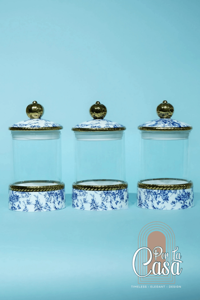 Blu Vintage Cam Porselen Kavanoz Takımı