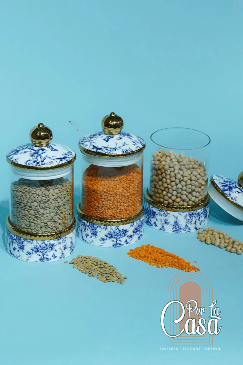 Blu Vintage Cam Porselen Kavanoz