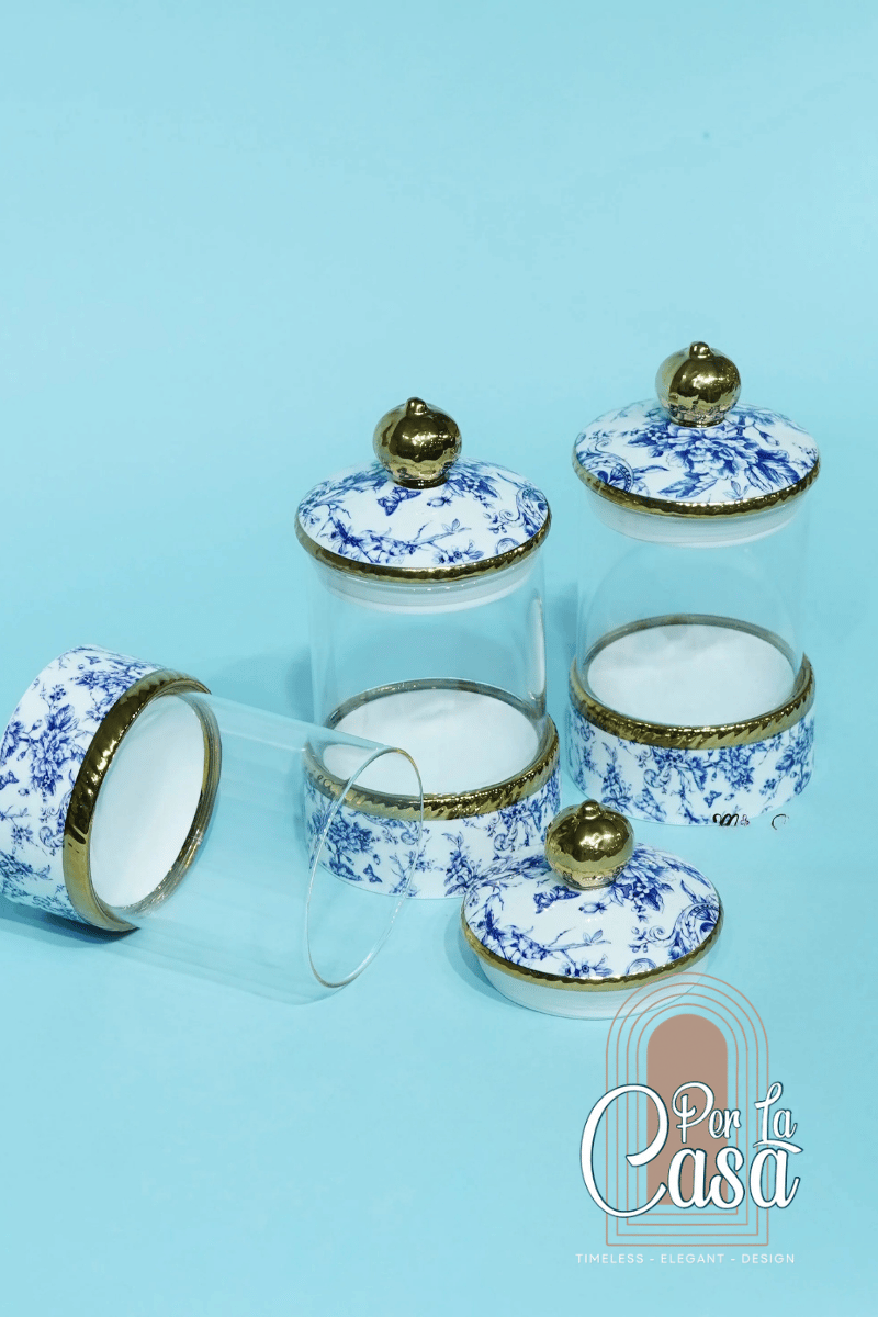 Blu Vintage Cam Porselen Kavanoz