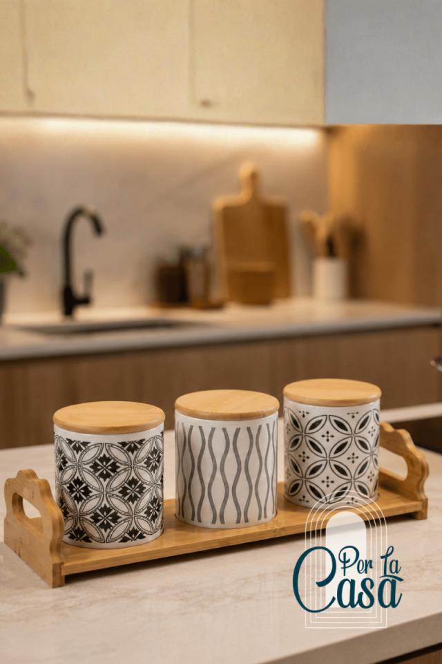 Bambu Standlı 3'lü Baharat Takımı