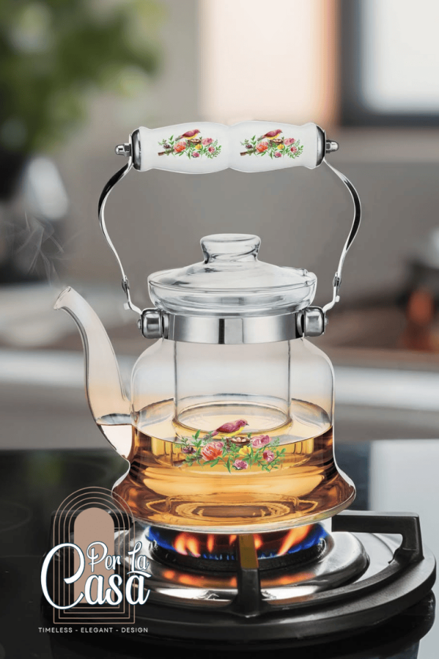 Rosellea Porselen Saplı Cam Demlik 1200 ML
