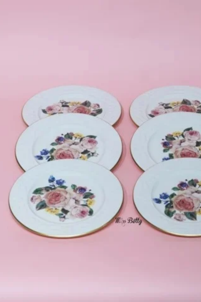 Rose Deluxe Porselen 6'lı Pasta Tabağı